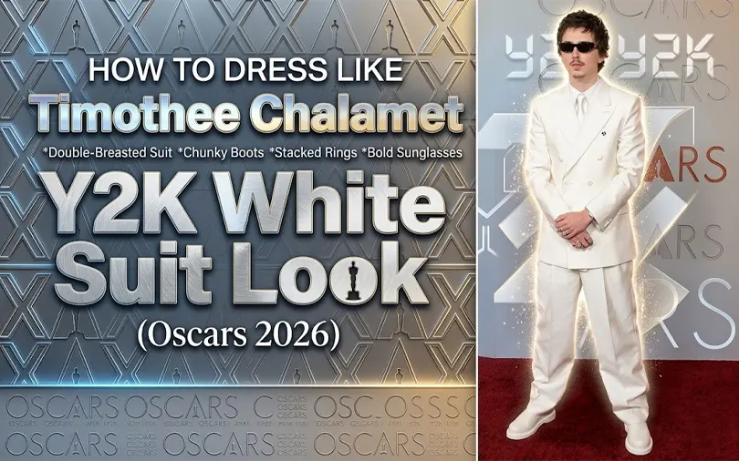How to Dress Like Timothee Chalamet Y2K White Suit Look (Oscars 2026)