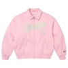 Supreme x Chicago White Sox Black and Pink Leather Varsity Jacket For Sale