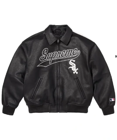 Supreme x Chicago White Sox Leather Varsity Jacket - Black