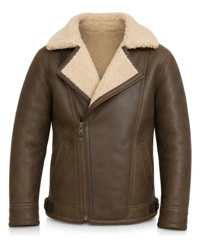 B-3 Sheepskin Brown Leather Jacket For Mens