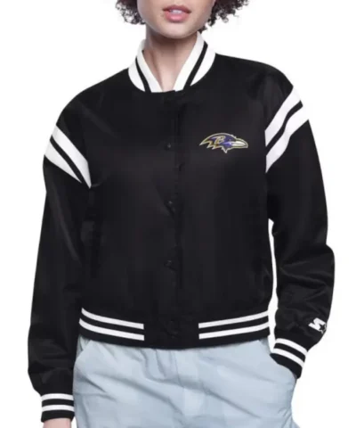 Baltimore Ravens Printed Logo Bomber Satin Jacket