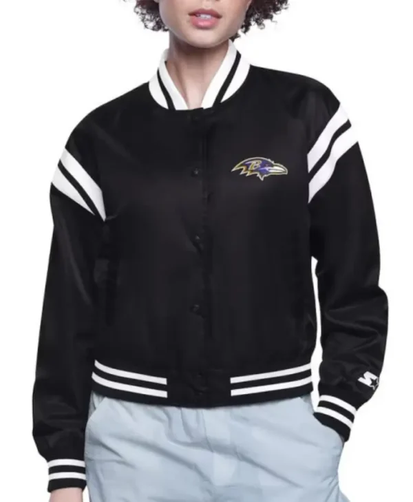Baltimore Ravens Printed Logo Bomber Satin Jacket