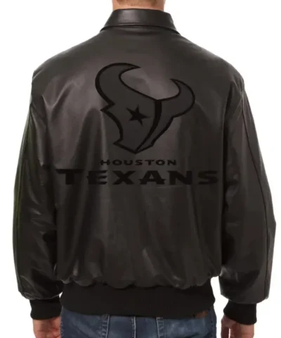 Black Houston Texans Bomber Leather Jacket