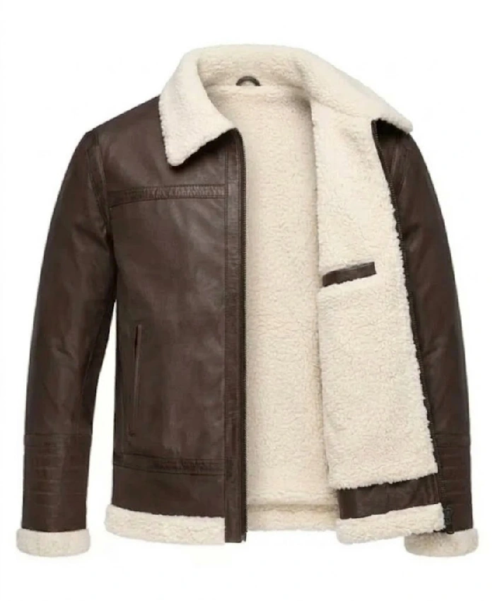 Brown Shearling Lambskin Leather Jacket For Men