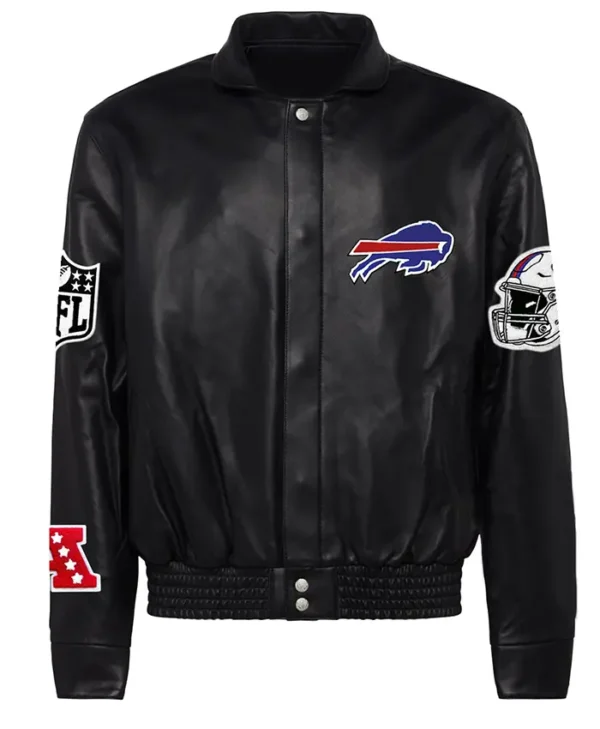Buffalo Bills Men Black Leather Bomber Jacket