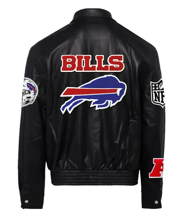 Buffalo Bills Men Black Leather Bomber Jacket Back