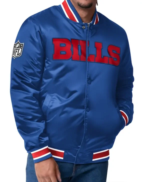 Buffalo Bills Royal Blue Mens Satin Snap-Tab Jacket