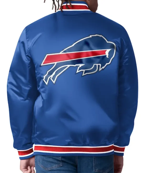 Buffalo Bills Royal Blue Mens Satin Snap-Tab Jacket Back