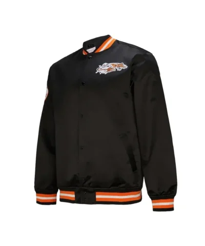 Cincinnati Bengals Black Double Down Satin Bomber Jacket