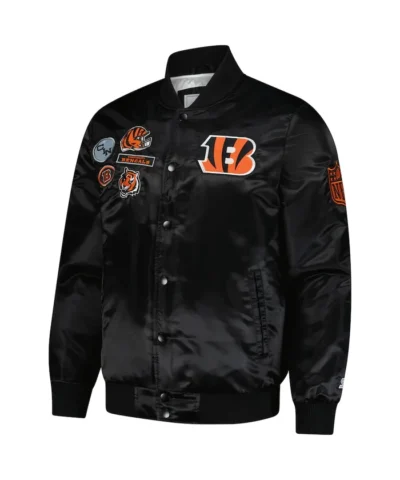 Cincinnati Bengals Black Exclusive Satin Varsity Jacket