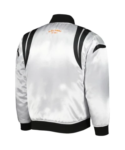 Cincinnati Bengals White Stripes Satin Bomber Jacket
