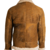 Shearling-Lined Brown Aviator Leather Jacket Back