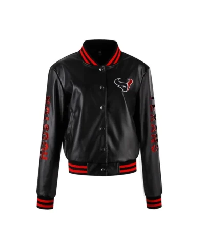 Cuce Black Houston Texans Vegan Leather Jacket