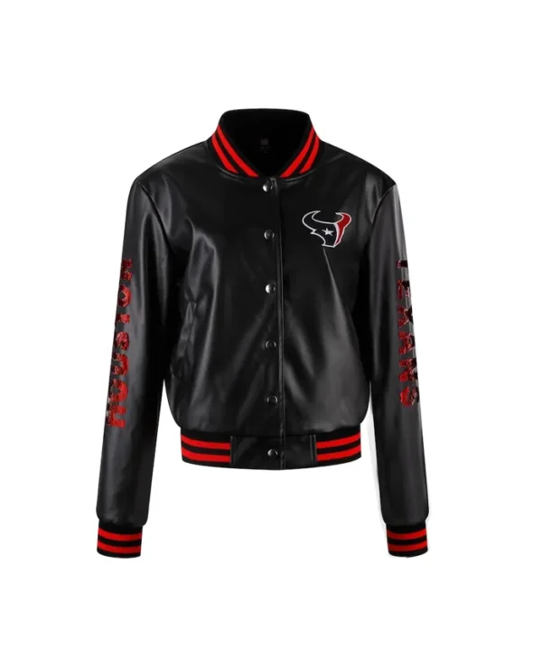 Cuce Black Houston Texans Vegan Leather Jacket