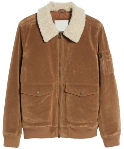 Suede Shearling Bomber Leather Jacket