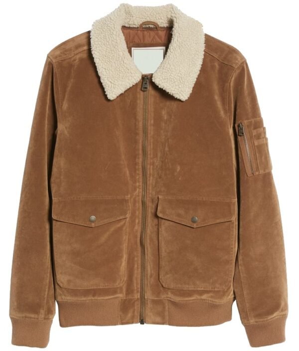 Suede Shearling Bomber Leather Jacket