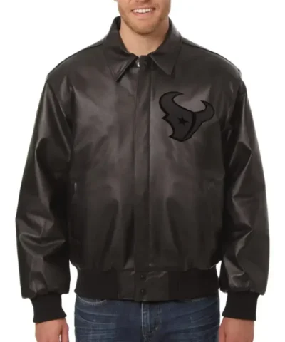 Houston Texans Bomber Leather Jacket - Black