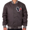 Houston Texans Classic Ribbed Satin Black Varsity Jacket