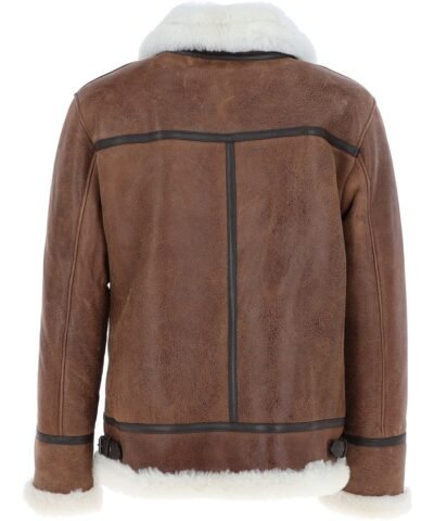 Men Authentic WWII Style Shearling Flight Leather Jacket Back