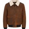 Men Aviator Suede Brown Leather Jacket