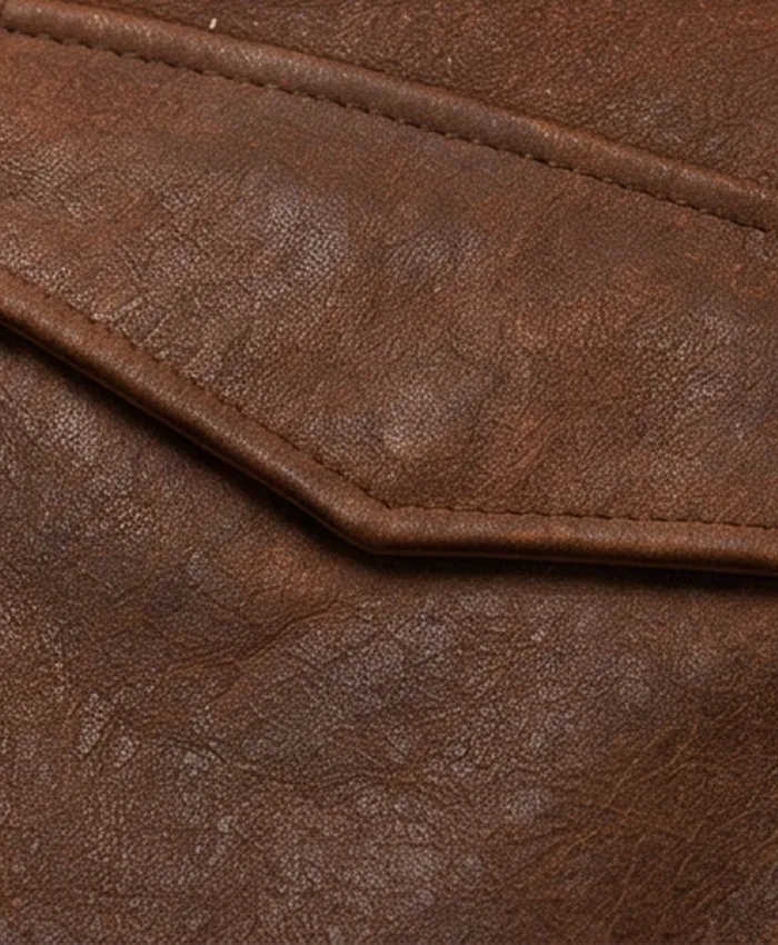 Men Aviator Suede Brown Leather Jacket Pocket