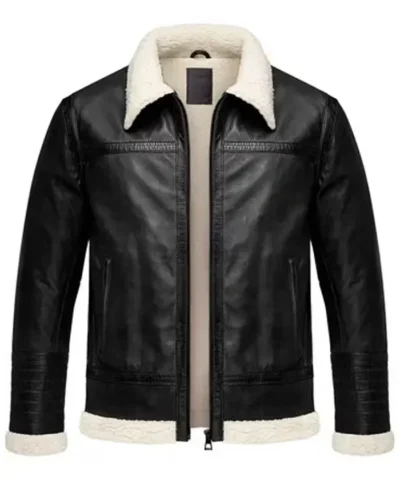 Men Black Shearling Leather Jacket