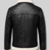 Men Black Shearling Leather Jacket Back