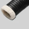 Men Black Shearling Leather Jacket Cuffs
