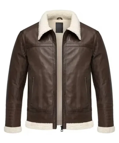 Men Brown Shearling Leather Jacket