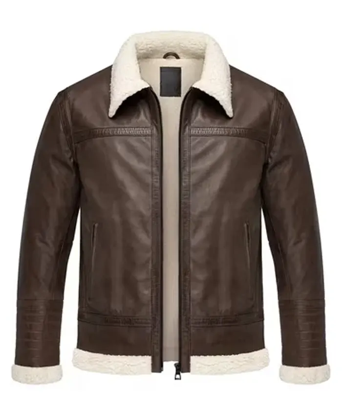 Men Brown Shearling Leather Jacket