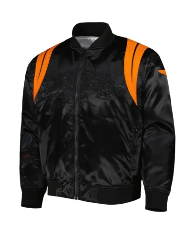 Men Cincinnati Bengals x BlaCkOWned Black Stripes Satin Jacket