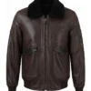 Men Luxury Brown Sheepskin Pilot Leather Jacket