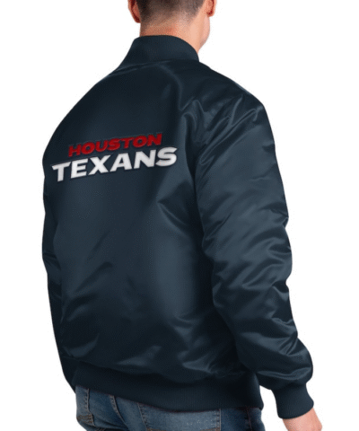 Men's Navy Houston Texans Exclusive Satin Full-Snap Jacket