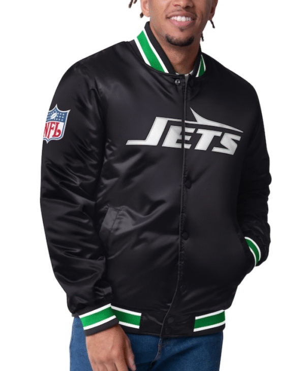 Men New York Jets Starter Closer Reversible Satin Black Jacket