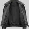Men Shearling Collar Black Leather Jacket