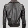 Men Shearling Collar Black Leather Jacket For sale