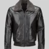 Men Shearling Collar Leather Jacket