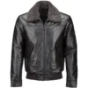 Men Shearling Collar Leather Jacket