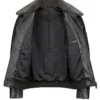 Men Shearling Collar Leather Jacket Showing Inner