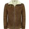 Men Tan Brown Shearling Jacket