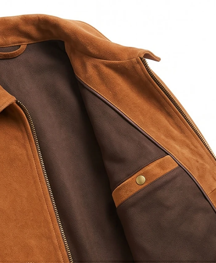 Men Vintage Style Suede Jacket Inner pocket