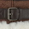 Mens Authentic WWII Style Shearling Flight Leather Jacket Hemline Belt