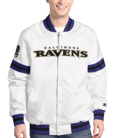 Men's Baltimore Ravens Starter White Scout Varsity Jacket