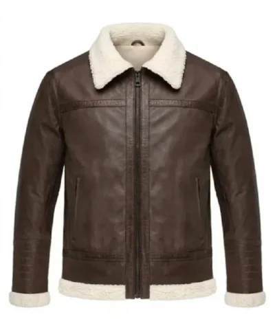 Mens Brown Shearling Lambskin Leather Jacket