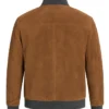 Mens Brown Suede Bomber Leather Jacket Back