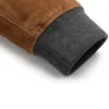 Mens Brown Suede Bomber Leather Jacket Cuffs