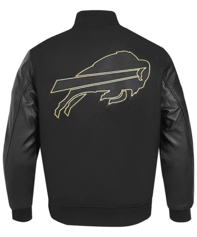 Mens Buffalo Bills Black Wool Varsity Jacket Back