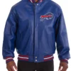 Mens Buffalo Bills Blue Leather Jacket