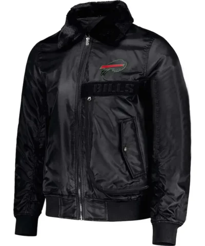 Mens Buffalo Bills Fur Collar Bomber Jacket