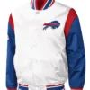 Mens Buffalo Bills Ribbed White Satin Jacket